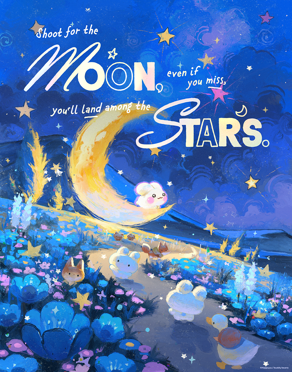 Starlit Path Illustrated Poster