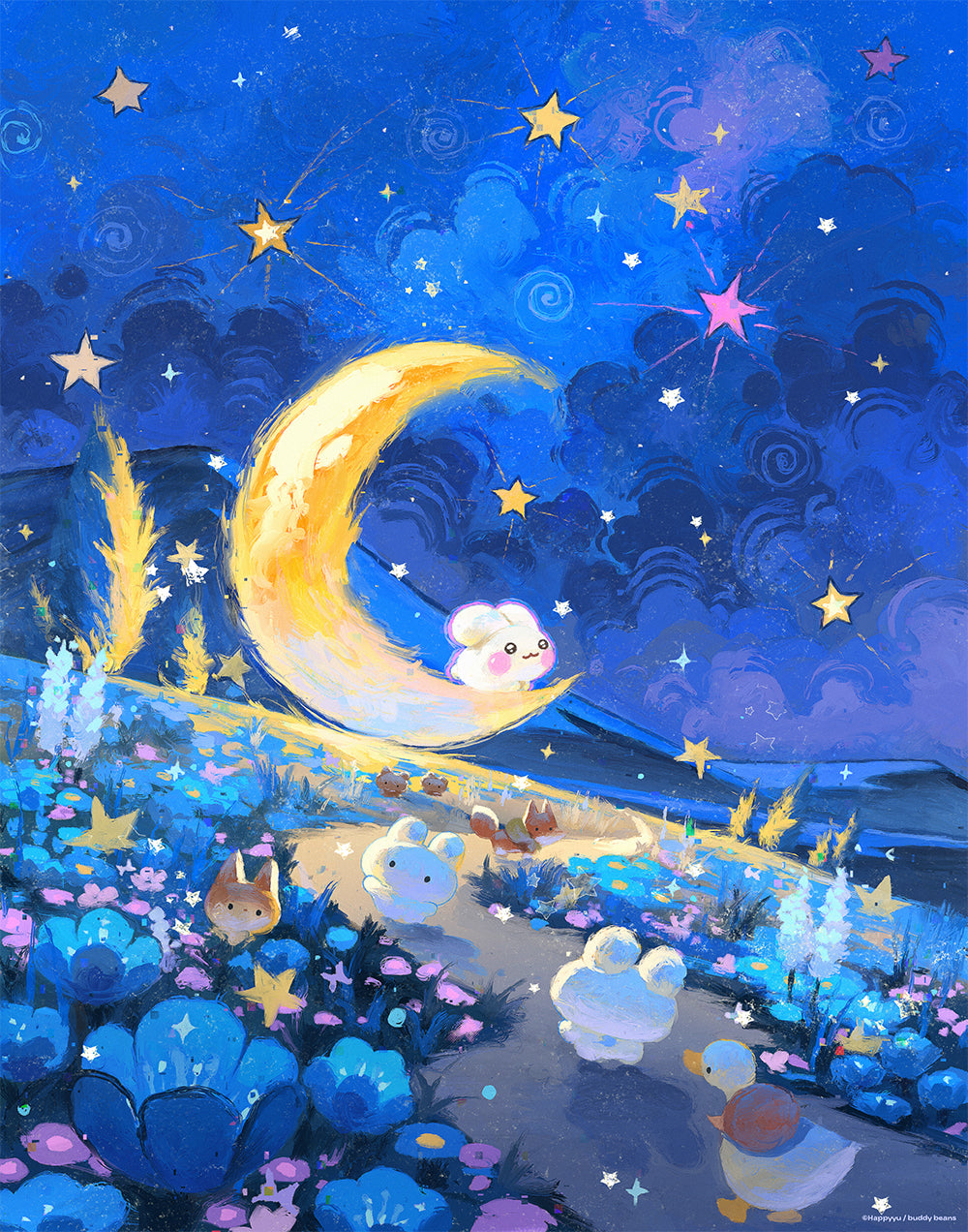 Starlit Path Illustrated Poster